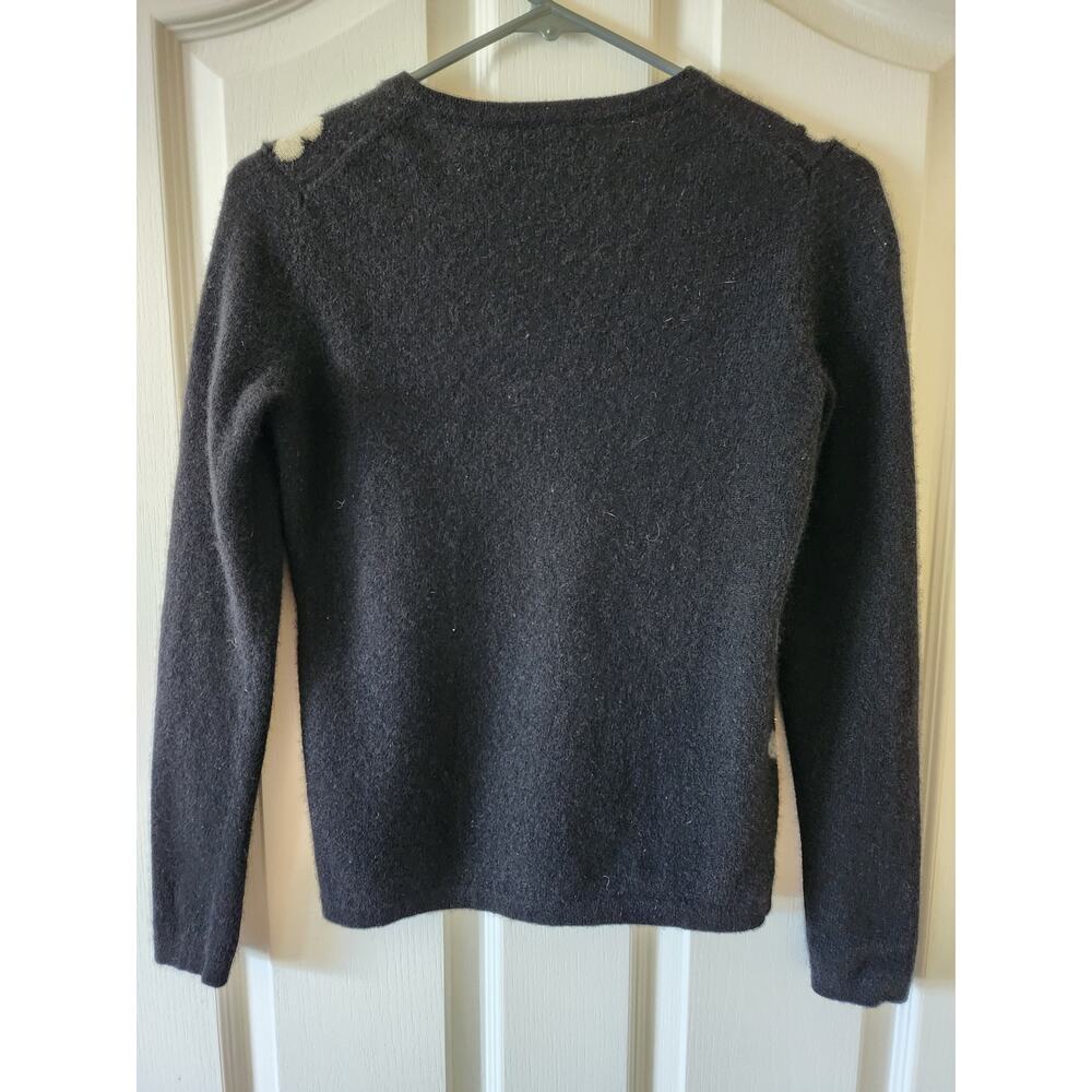 Peck & Peck Luxury Black 100% Cashmere Heart Intarsia Ombre Sweater Womens Small - Picture 2 of 5